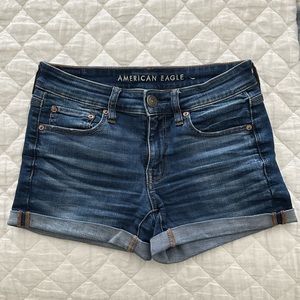 American Eagle Dark Wash Midi Shorts